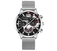 Orologio da polso analogico al quarzo da uomo, con cassa in acciaio inossidabile, orologio da polso approvato da ferrovia, B, One Size