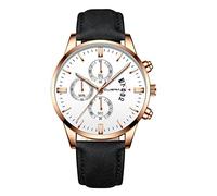 Orologio da polso analogico al quarzo, da uomo, con cassa in acciaio inox, alla moda, sportivo, H, misura unica