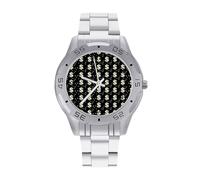 Orologio da polso analogico al quarzo da uomo con cinturino in acciaio inossidabile con stampa simbolo di denaro, Stile:, regular, Bracciale