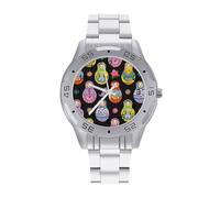 Orologio da polso analogico al quarzo da uomo con fiore colorato Matrioska Dolls Orologio da polso in acciaio inossidabile, Stile:, regular, Bracciale