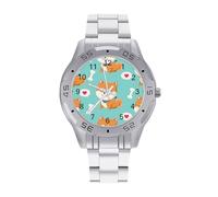 Orologio da polso analogico al quarzo da uomo con stampa a forma di cuore, in acciaio inox, con cinturino in acciaio inox, Stile:, regular, Bracciale