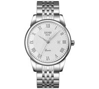 Orologio da polso analogico al quarzo, da uomo, donna, con numeri romani, casual, alla moda, classico, calendario, datario, 30 m, impermeabile, confortevole orologio in pelle, Acciaio Argento, Moda