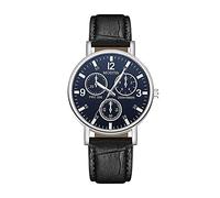 Orologio da polso analogico al quarzo da uomo e donna con cinturino in pelle, Nero , misura unica