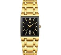 Orologio da polso analogico al quarzo, da uomo, in acciaio inox, con data, stile casual, impermeabile, di lusso, stile casual, Oro nero, Bracciale