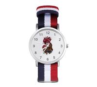 Orologio da polso analogico al quarzo dal design tribale con gallo per uomo e donna, cinturino in nylon, Stile:, regular, Cinturino