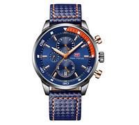 Orologio da polso analogico con cronografo MF Mini Focus, da uomo, impermeabile, al quarzo, idea regalo