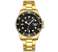 Orologio da polso analogico da uomo, con data, alla moda, CURDDE, sportivo, al quarzo, in acciaio inox, T49905, Oro, misura unica
