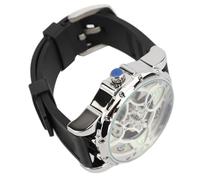 Orologio da Polso Automatico, Orologio Meccanico Automatico Luminoso con Motivo a Quadrifoglio per il Compleanno (Argento Nero)