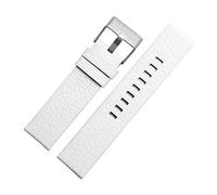 Orologio da polso Band 22mm-30mm Genuine Vitello cuoio cinturini uomini della vigilanza del cinturino, Bianco-argento fibbia, 28mm