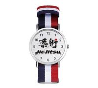 Orologio da polso brasiliano Jiu-Jitsu personalizzato al quarzo con numeri arabi con cinturino regolabile per uomo e donna, Stile:, regular, MHXYZHW
