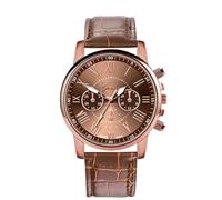 Orologio da polso casual per donne e uomini, alla moda, scala romana con tre occhi, analogico, al quarzo, in poliuretano, per coppie, compleanno (rosso), Marrone, 10x5x5