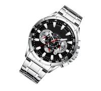 Orologio da polso classico analogico al quarzo tz, cronografo da uomo, cassa in acciaio inox con cinturino in pelle, elegante accessorio da ufficio per professionisti, insegnanti e uso quotidiano