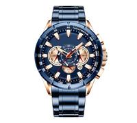 Orologio da polso classico analogico al quarzo tz, cronografo da uomo, cassa in acciaio inox con cinturino in pelle, elegante accessorio da ufficio per professionisti, insegnanti e uso quotidiano, Oro