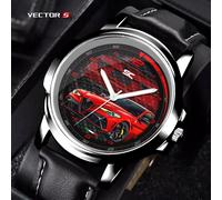 Orologio da Polso con Auto Alfa Romeo Giulia Quadrifoglio GTAm Rossa al Quarzo