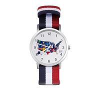 Orologio da polso con bandiera degli Stati Uniti e dei territori degli Stati Uniti, al quarzo, con numeri arabi, cinturino regolabile per uomo e donna, Stile:, regular, MHXYZHW