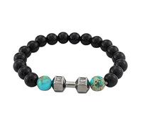 Orologio da polso con glitter in metallo manubrio versatile con perle braccialetto gioielli Boccia cinturino in pelle uomo, Taglia unica, Emperor Stone, Nessuna pietra preziosa