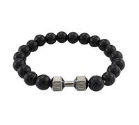 Orologio da polso con glitter in metallo manubrio versatile con perle braccialetto gioielli Boccia cinturino in pelle uomo, Taglia unica, Emperor Stone, Nessuna pietra preziosa