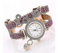 Orologio da polso con lettera d'amore in lega di diamanti per donna, rosso rosa