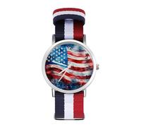 Orologio da polso con numeri arabi e bandiera degli Stati Uniti, 4 luglio, con cinturino regolabile per uomo e donna