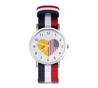 Orologio da polso con numeri arabi e bandiere degli Stati Uniti e del Nuovo Messico personalizzato con cinturino regolabile per uomo donna, Stile:, regular, MHXYZHW