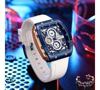 Orologio Da Polso Curren 8442 Uomo Analogico Quarzo Lusso Bianco Cinturino Silic