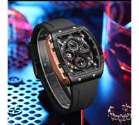 Orologio Da Polso Curren 8442 Uomo Analogico Quarzo Lusso Nero Silicone Cinturi