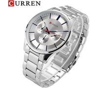 Orologio Da Polso Curren Uomo Analogico Quarzo Lusso Silver