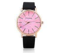 Orologio da polso da donna al quarzo analogico rotondo con cinturino in PU e quadrante grande (cinturino