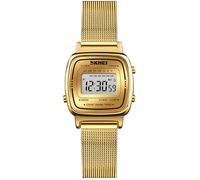 Orologio da polso da donna al quarzo, ultra sottile, splendido e semplice, con quadrante piccolo, cinturino in acciaio a maglia, Oro, Digitale, orologi al quarzo