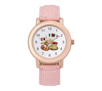Orologio da polso da donna, alla moda, con scritta "Italy Food with Italian Flag Fashion Easy Reader" Novità Slim Quartz Casual Dress