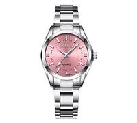 Orologio da polso da donna, classico, alla moda, in acciaio inox, impermeabile, con data, luminoso, colore: argento 021 Pink