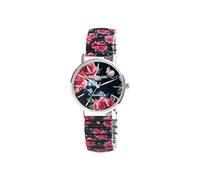 Excellanc Orologio donna 1700060 cinturino acciaio Ø36 mm motivo colorato quarzo - Nero/Rosso/Blu