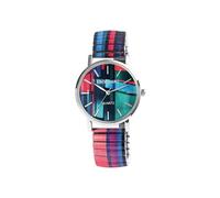 Excellanc Orologio da donna con cinturino in acciaio inox, Ø 36 mm, motivo colorato, stampa analogico, al quarzo, 1700060, Blu Verde Viola, Bracciale