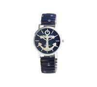 Excellanc Orologio da donna con cinturino in acciaio inox, Ø 36 mm, motivo colorato, stampa analogico, al quarzo, 1700060, Blu scuro, cinghia