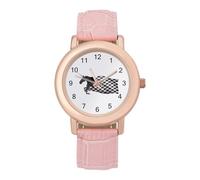 Orologio da polso da donna con bandiera dei cavalli e delle corse, facile da leggere, sottile, al quarzo, stile casual