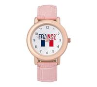 Orologio da polso da donna, con bandiera francese, facile da leggere, sottile, al quarzo, stile casual