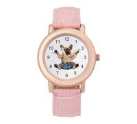 Orologio da polso da donna con bulldog francese, facile da leggere, sottile, al quarzo, stile casual