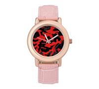 Orologio da polso da donna con cinturino in pelle, analogico, al quarzo, con stampa mimetica, Stile:, regular, Cinturino