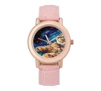 Orologio da polso da donna con gatto carino che gioca con farfalla personalizzato alla moda cinturino morbido regalo per compleanni San Valentino