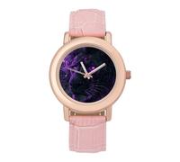 Orologio da polso da donna con leone viola fluo galassia, alla moda, facile da leggere, sottile, al quarzo, stile casual
