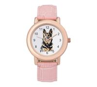 Orologio da polso da donna con pastore tedesco, cinturino morbido, regalo per compleanni, San Valentino