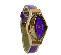 Orologio da polso da donna con quadrante semilunare con cinturino piccolo ellisse orologio da polso in pelle per donne, Viola, misura unica