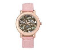 Orologio da polso da donna con scheletri di dinosauri, cinturino in pelle, elegante, casual, con tre lancette