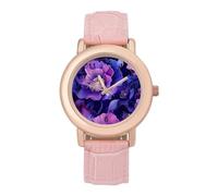 Orologio da polso da donna, elegante, analogico, al quarzo, con cinturino in pelle, colore: viola africano, Stile:, regular, Cinturino