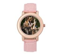 Orologio da polso da donna, elegante, con cane pastore tedesco, analogico, al quarzo, cinturino in pelle, Stile:, regular
