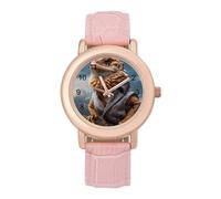 Orologio da polso da donna, elegante, con drago barbuto, lucertola, orologio analogico al quarzo, cinturino in pelle, Stile:, regular, Cinturino