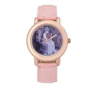 Orologio da polso da donna, elegante, con fantasma di Halloween, analogico, al quarzo, cinturino in pelle, Stile:, regular, Cinturino