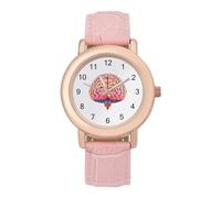 Orologio da polso da donna, elegante, con stampa cervello umano, analogico, al quarzo, cinturino in pelle, Stile:, regular, Cinturino
