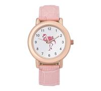 Orologio da polso da donna, elegante, con stampa fenicottero, analogico, al quarzo, cinturino in pelle, Stile:, regular, Cinturino