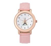 Orologio da polso da donna, elegante, con stampa Torre Eiffel, analogico, al quarzo, cinturino in pelle, Stile:, regular, Cinturino